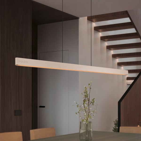 Trio Lighting Κρεμαστό φωτιστικό LED Donegal, μπεζ χρώμα, μήκος 150 cm, CCT, ρυθμιζόμενος, Μπεζ, Σαλόνι / τραπεζαρία, Μέταλλο, σύγχρονο