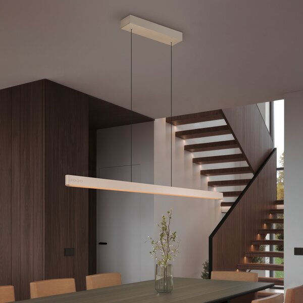Trio Lighting Κρεμαστό φωτιστικό LED Donegal, μπεζ χρώμα, μήκος 150 cm, CCT, ρυθμιζόμενος, Μπεζ, Σαλόνι / τραπεζαρία, Μέταλλο, σύγχρονο