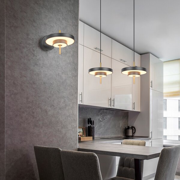 Trio Lighting LED απλίκι Keaton, μαύρο/χρυσό Ø 20 cm μέταλλο, CCT, ρυθμιζόμενος, Μαύρο, Σαλόνι / τραπεζαρία, Μέταλλο