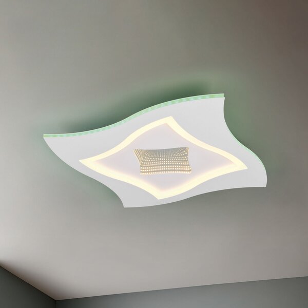 Trio Lighting Φωτιστικό οροφής LED Klint, μήκος 50 cm, λευκό ματ, μέταλλο RGBW, ρυθμιζόμενος, Λευκό, Σαλόνι / τραπεζαρία, Μέταλλο, σύγχρονο