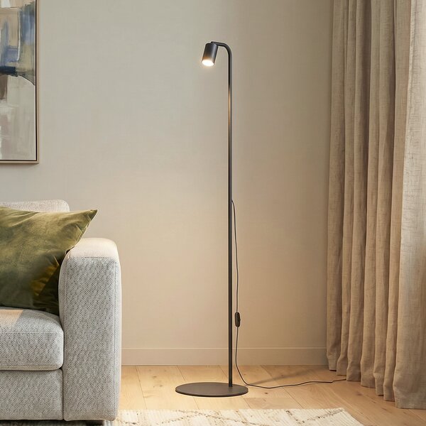 TK Lighting Φωτιστικό δαπέδου Nex, μαύρο, μέταλλο, ύψος 140 cm, GU10, Μαύρο, Σαλόνι / τραπεζαρία, Μέταλλο
