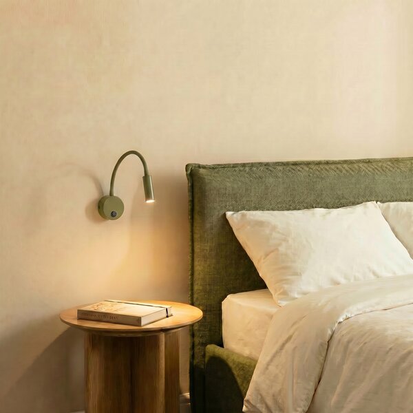 TK Lighting Φωτιστικό τοίχου Lagos, λαδί/μαύρο, G9, ύψος 45 cm, μέταλλο, ρυθμιζόμενος, Πράσινο, υπνοδωμάτιο, Μέταλλο