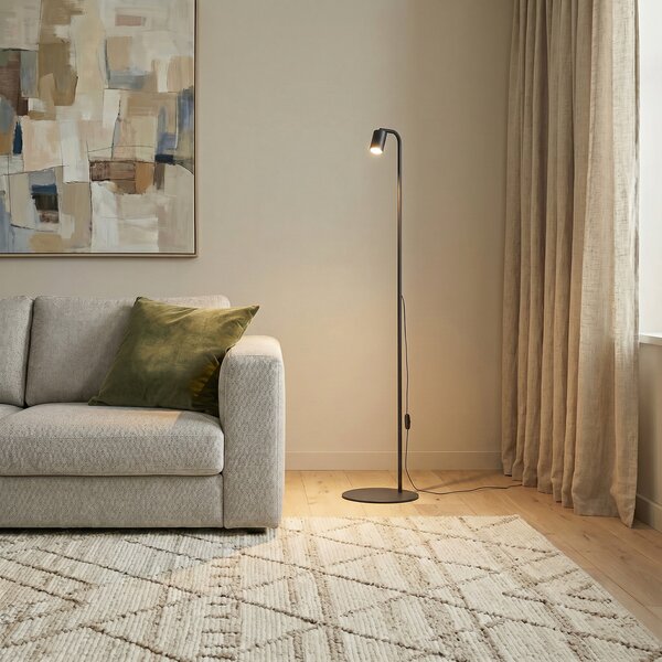 TK Lighting Φωτιστικό δαπέδου Nex, μαύρο, μέταλλο, ύψος 140 cm, GU10, Μαύρο, Σαλόνι / τραπεζαρία, Μέταλλο