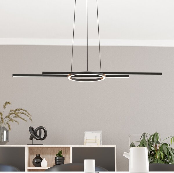 EGLO LED κρεμαστό φως Zillerio-Z μαύρο ZigBee CCT dim, ρυθμιζόμενος, Μαύρο, Σαλόνι / τραπεζαρία, Μέταλλο, σύγχρονο