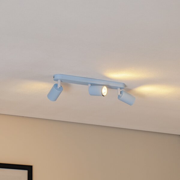 TK Lighting Αποφωτιστικό οροφής Livia, γαλάζιο, 52 cm, 3 φώτα, μέταλλο, GU10, ρυθμιζόμενος, Μπλε, Παιδικό δωμάτιο, Μέταλλο