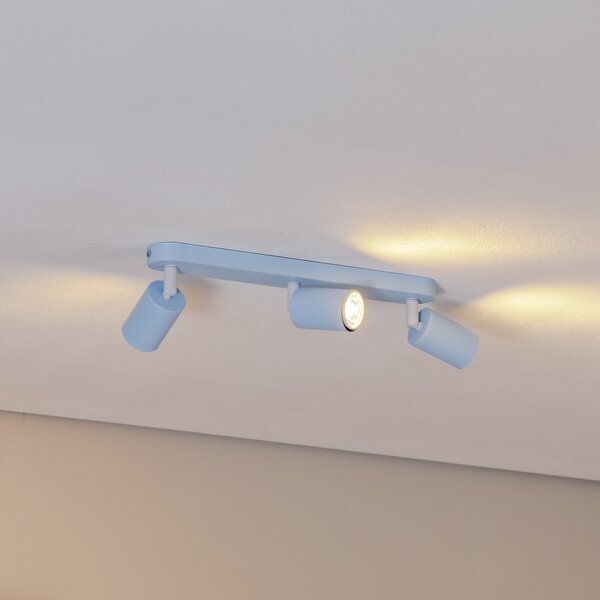 TK Lighting Αποφωτιστικό οροφής Livia, γαλάζιο, 52 cm, 3 φώτα, μέταλλο, GU10, ρυθμιζόμενος, Μπλε, Παιδικό δωμάτιο, Μέταλλο