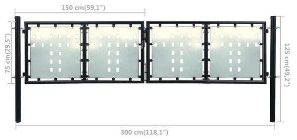 Πόρτα Περίφραξης Μονή Μαύρη 300 x 125 εκ. - Μαύρο