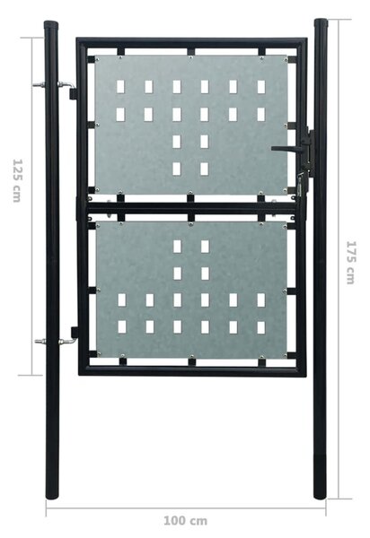 Πόρτα Περίφραξης Μονή Μαύρη 100 x 175 εκ. - Μαύρο