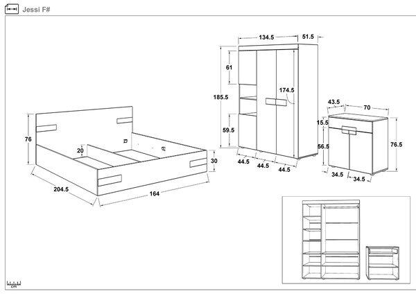 Σετ κρεβατοκάμαρας 160/200 Jessie