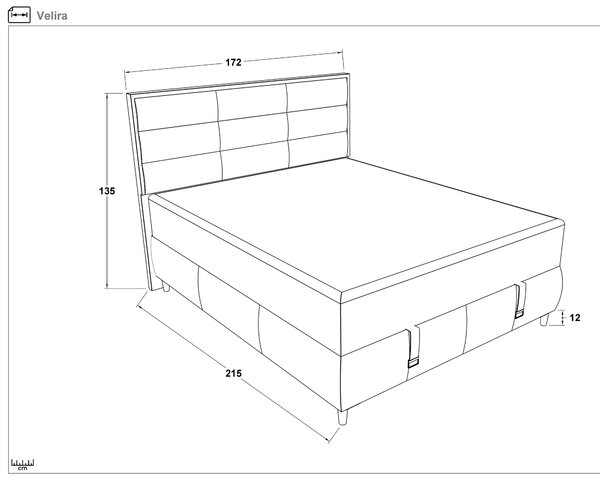 Κρεβάτι Box spring 160/200 Velira + στρώμα