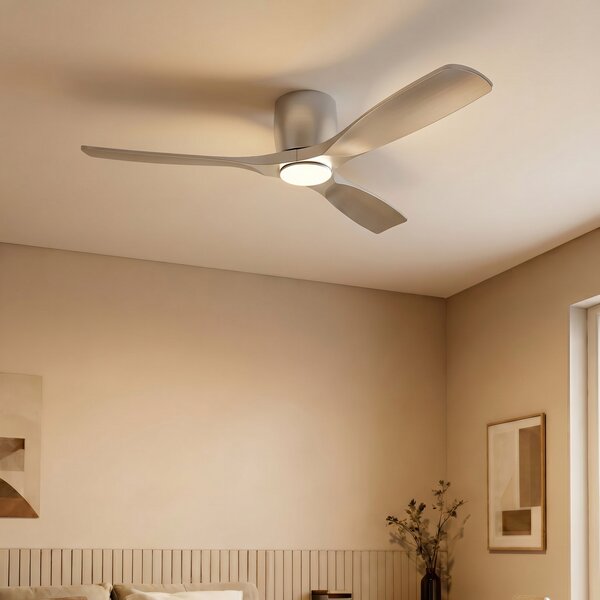 Lucande Smart LED ανεμιστήρας οροφής Moneno, ασημί, DC, Tuya, ρυθμιζόμενος, Μεταλλικό, Σαλόνι / τραπεζαρία, Μέταλλο, σύγχρονο