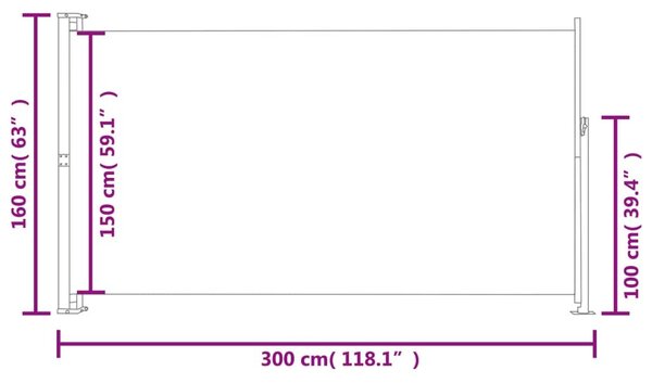 Σκίαστρο Βεράντας Πλαϊνό Συρόμενο Μαύρο 160 x 300 εκ. - Μαύρο