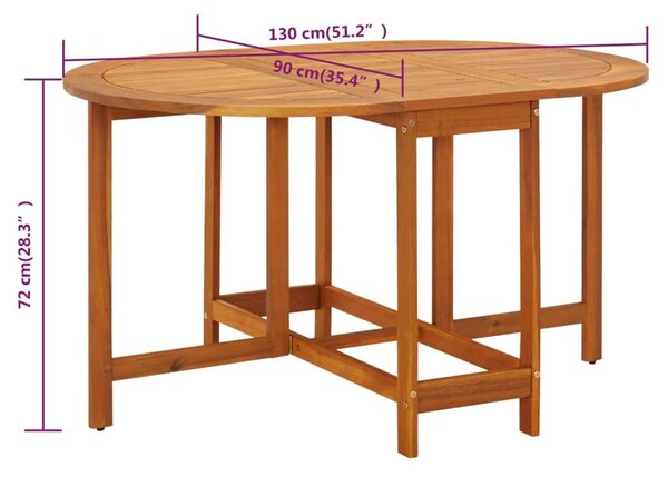 Τραπέζι Κήπου 130 x 90 x 72 εκ. από Μασίφ Ξύλο Ακακίας - Καφέ