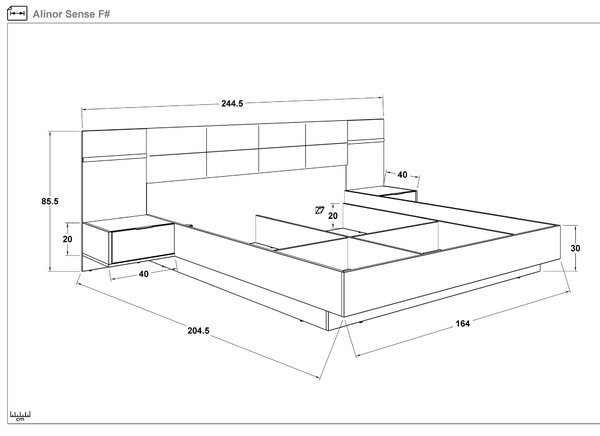 Σετ κρεβατοκάμαρας 160/200 + LED Alinor Sense
