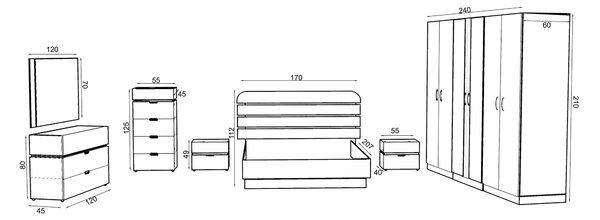 Σετ κρεβατοκάμαρας 160/200 Aloma