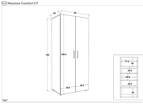Ντουλάπα με ράφια Masimo Comfort 2