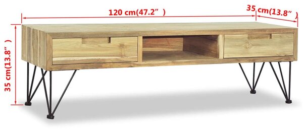 Έπιπλο Τηλεόρασης 120 x 35 x 35 εκ. από Μασίφ Ξύλο Teak - Καφέ