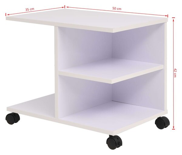 Ραφιέρα με Ρόδες Λευκό Χρώμα 50 x 35 x 42 εκ. - Λευκό