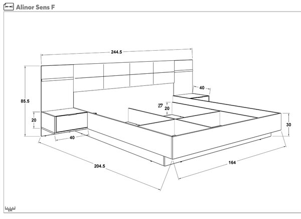 Σετ κρεβατοκάμαρας 160/200 + LED Alinor Sense