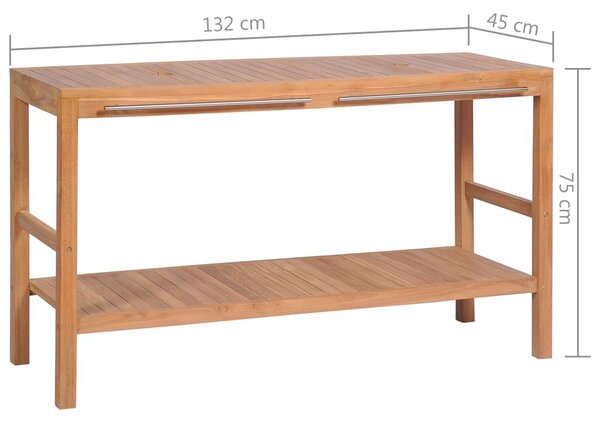 Έπιπλο Μπάνιου 132 x 45 x 75 εκ. από Μασίφ Ξύλο Teak - Καφέ