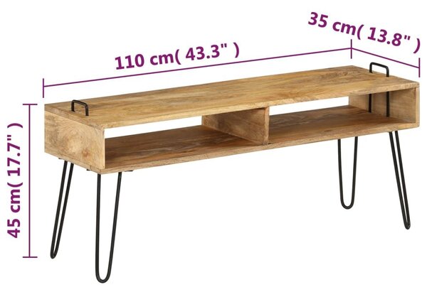 Έπιπλο Τηλεόρασης 110 x 35 x 45 εκ. από Μασίφ Ξύλο Μάνγκο - Καφέ