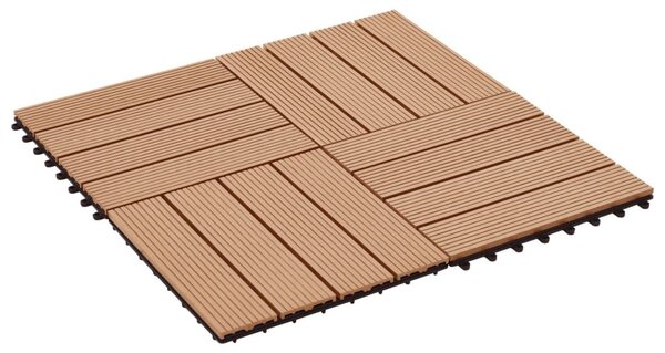 Πλακάκια Deck 11 τεμ. Χρώμα Teak 30 x 30 εκ. 1 μ² από WPC - Καφέ