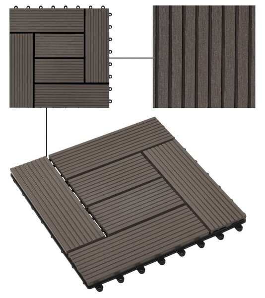 Πλακάκια Deck 11 τεμ. Σκούρο Καφέ 30 x 30 εκ. 1 μ² από WPC - Καφέ