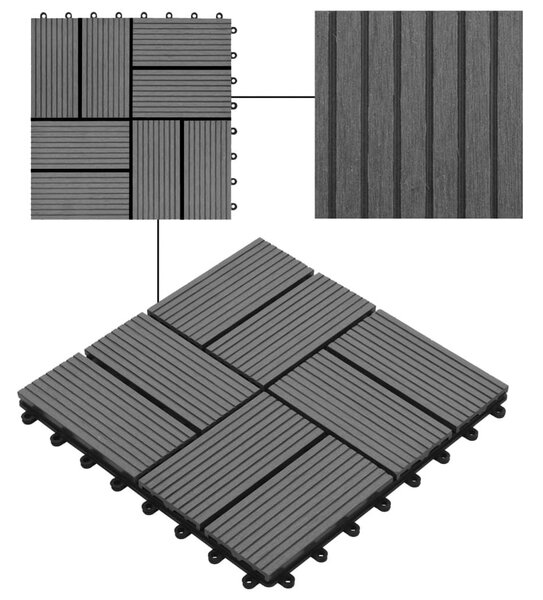 Πλακάκια Deck 11 τεμ. Γκρι 30 x 30 εκ. 1 μ² από WPC - Γκρι