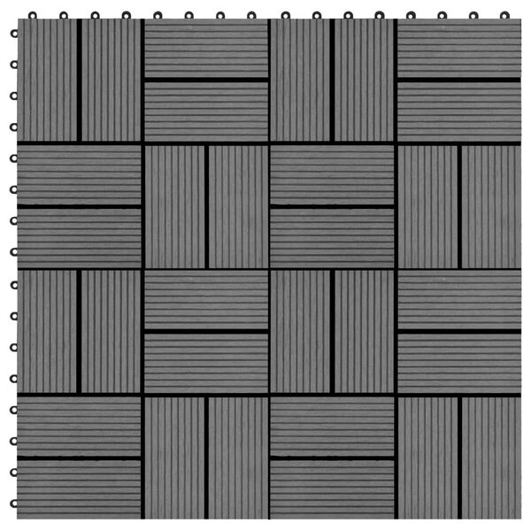 Πλακάκια Deck 11 τεμ. Γκρι 30 x 30 εκ. 1 μ² από WPC - Γκρι