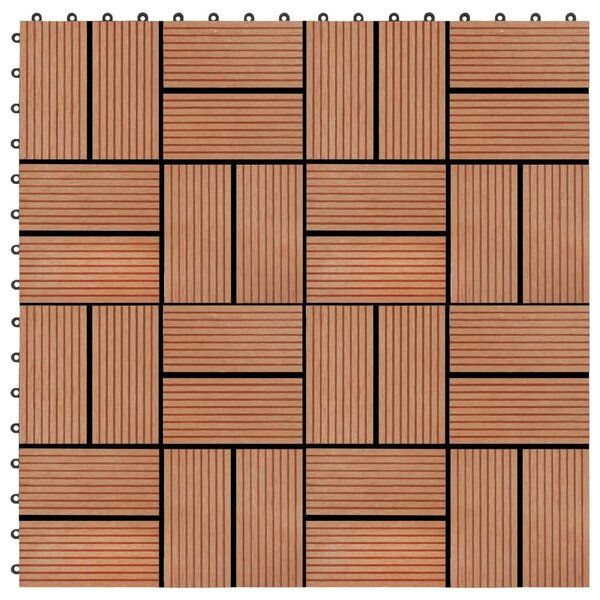 Πλακάκια Deck 11 τεμ. Χρώμα Teak 30 x 30 εκ. 1 μ² από WPC - Καφέ