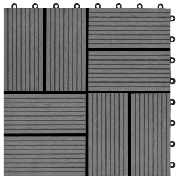 Πλακάκια Deck 11 τεμ. Γκρι 30 x 30 εκ. 1 μ² από WPC - Γκρι