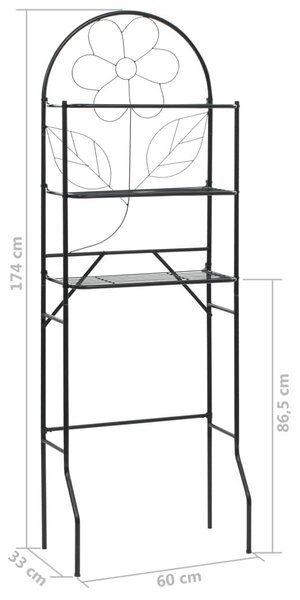 Ραφιέρα Μπάνιου Μαύρη 60 x 33 x 174 εκ. - Μαύρο