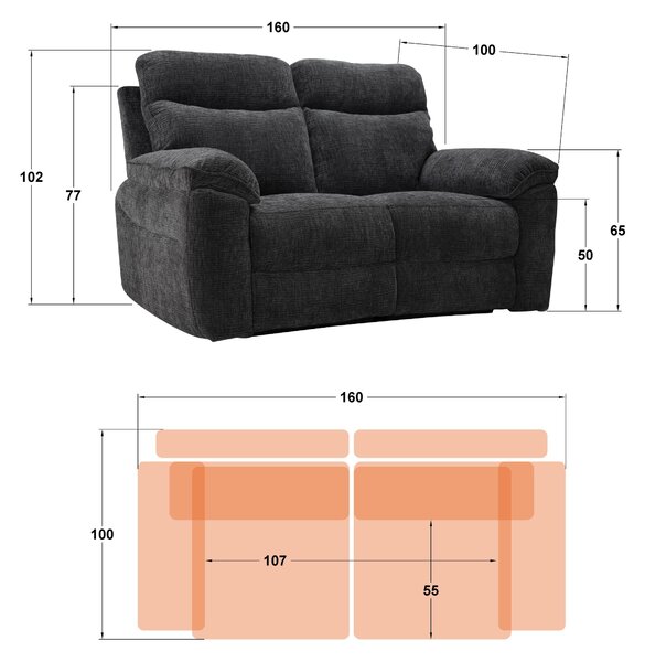 Recliner ,διθέσιος М/χωρίς μηχανισμό/ Adesto