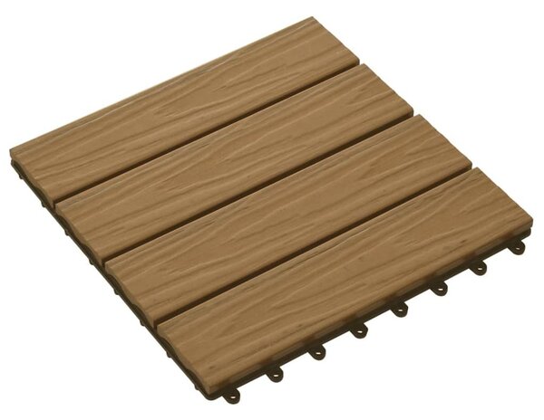 Πλακάκια Deck 11 τεμ. Ανάγλυφα Χρώμα Teak 30x30 εκ. 1 μ² WPC - Καφέ