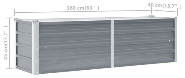 Ζαρντινιέρα Υπερυψωμένη Γκρι 160x40x45 εκ. Γαλβανισμ. Χάλυβας - Γκρι