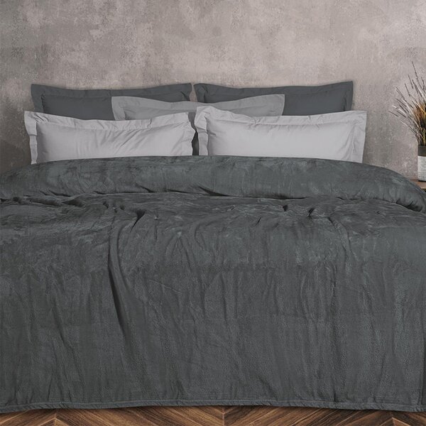 Κουβέρτα Fleece Υπέρδιπλη (220x240) Das Home Velour 1343 D.Grey