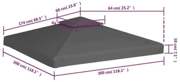 Κάλυμμα για Κιόσκι 2 Επιπέδων Χρώμα Taupe 3 x 3 μ. 310 γρ./μ² - Μπεζ-Γκρι