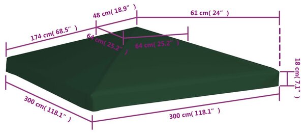 Κάλυμμα για Κιόσκι Πράσινο 3 x 3 μ. 310 γρ./μ² - Πράσινο