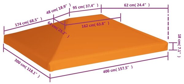 Κάλυμμα για Κιόσκι Πορτοκαλί 4 x 3 μ. 310 γρ./μ² - Πορτοκαλί