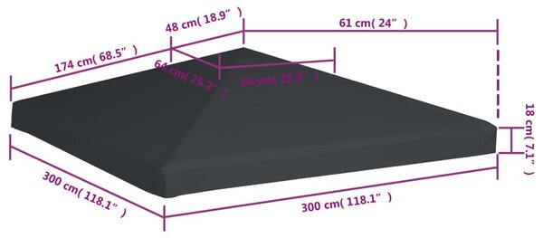 Κάλυμμα για Κιόσκι Γκρι 3 x 3 μ. 310 γρ./μ² - Γκρι