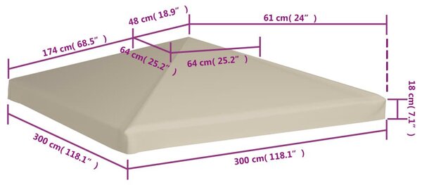 Κάλυμμα για Κιόσκι Μπεζ 3 x 3 μ. 310 γρ./μ² - Μπεζ