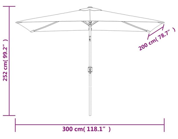 Ομπρέλα Κήπου Χρώμα Taupe 300 x 200 εκ. με Μεταλλικό Ιστό - Μπεζ-Γκρι