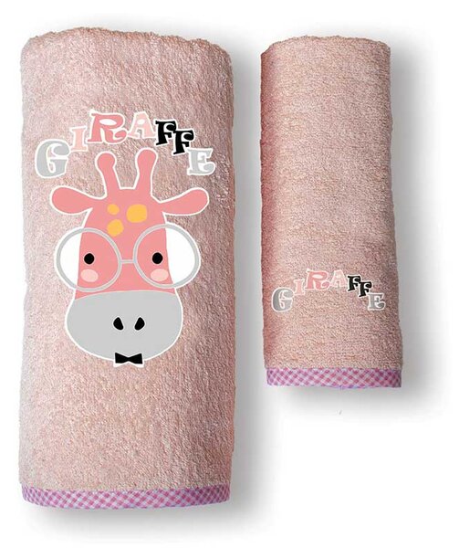 Βρεφικές Πετσέτες (Σετ 2τμχ) Sb Home Baby Giraffe Pink 450gsm