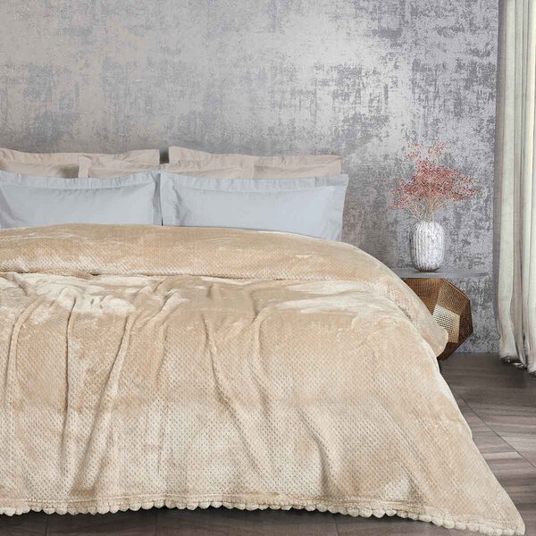 Κουβέρτα Fleece Μονή (160x220) Das Home 1187 Beige