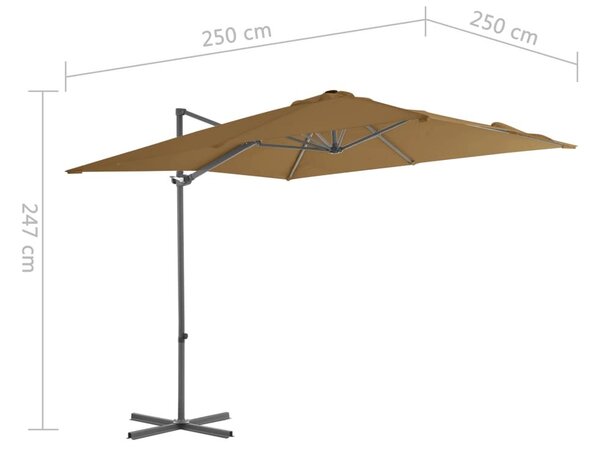 Ομπρέλα Κρεμαστή Χρώμα Taupe 250 x 250 εκ. με Ατσάλινο Ιστό - Μπεζ-Γκρι