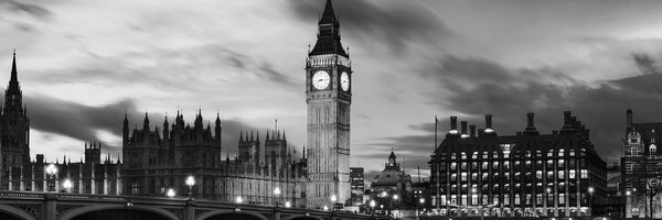 Πίνακας σε καμβά big Ben στο Λονδίνο σε ασπρόμαυρο