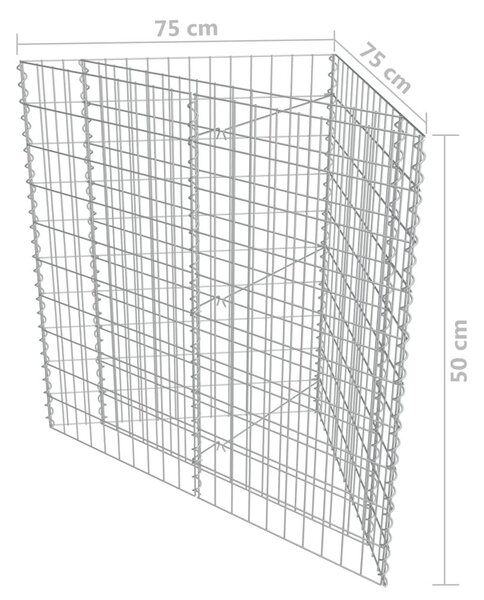 Συρματοκιβώτιο-Γλάστρα Υπερυψωμένη 75x75x50 εκ. Γαλβ. Χάλυβας - Ασήμι