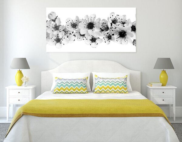 Πίνακας σε καμβά άνθη κερασιάς σε ασπρόμαυρη εκδοχή