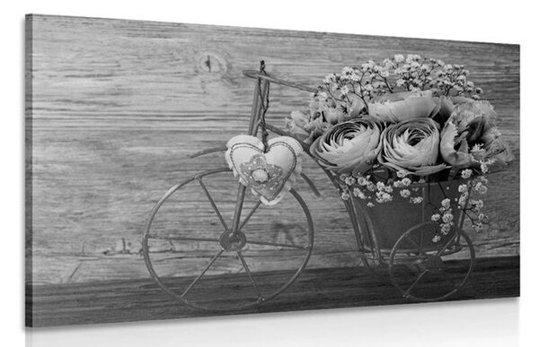 Πίνακας σε καμβά ασπρόμαυρα λουλούδια σε vintage βάζο