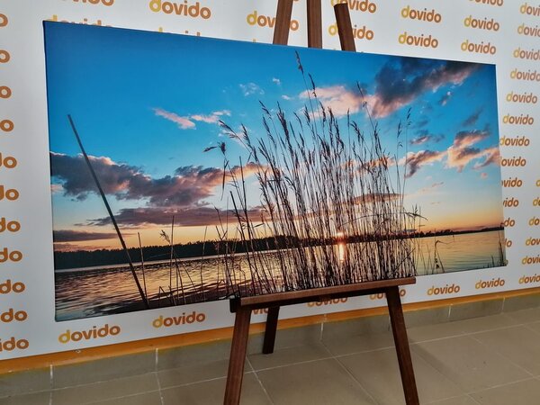 Πίνακας σε καμβά ήρεμο ποτάμι κοντά στο χωριό